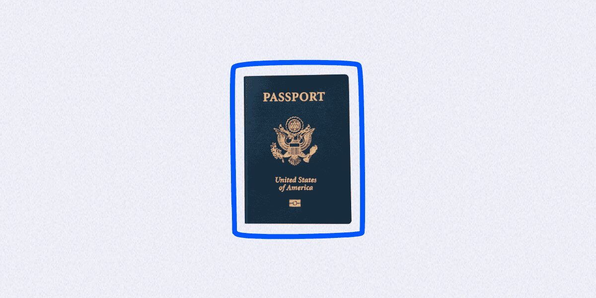 United States passport outlined in blue stroke, symbolizing the role of due diligence in uncovering bribery scandals and ensuring accountability in international dealings.