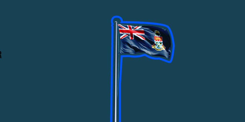 Cayman Islands flag outlined with a blue stroke, representing the increasing demand for conducting due diligence overseas.