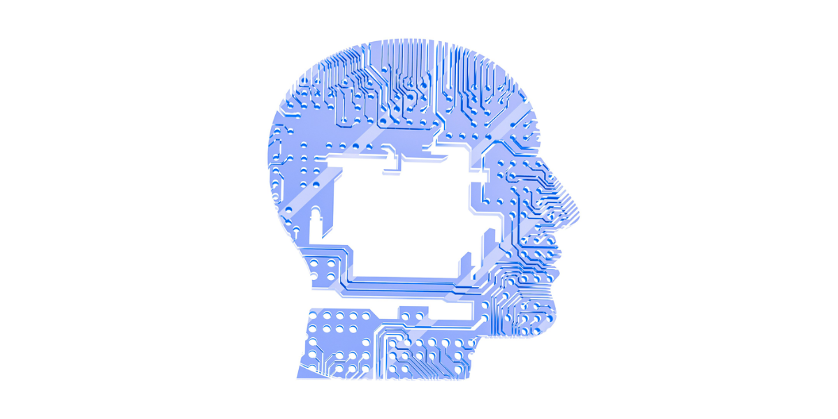 Side view of a human head composed of computer data frames, showing the importance of broad perspective in due diligence to avoid tunnel vision.