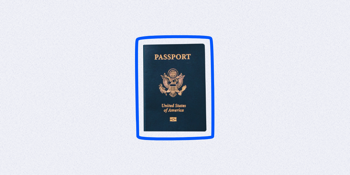 United States passport outlined in blue stroke, symbolizing the role of due diligence in uncovering bribery scandals and ensuring accountability in international dealings.