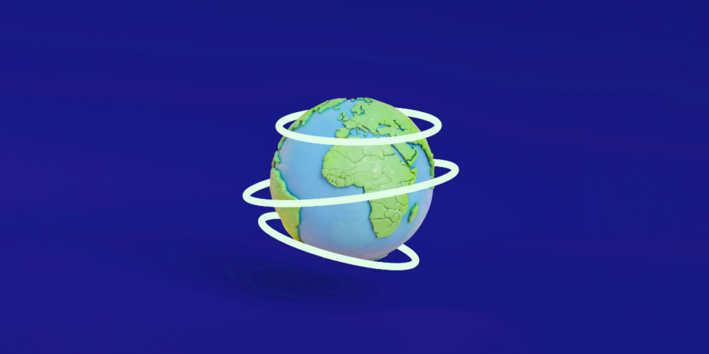 Graphic of Earth with surrounding rings, symbolizing the importance of international due diligence capabilities in navigating complex and high-risk industries worldwide.