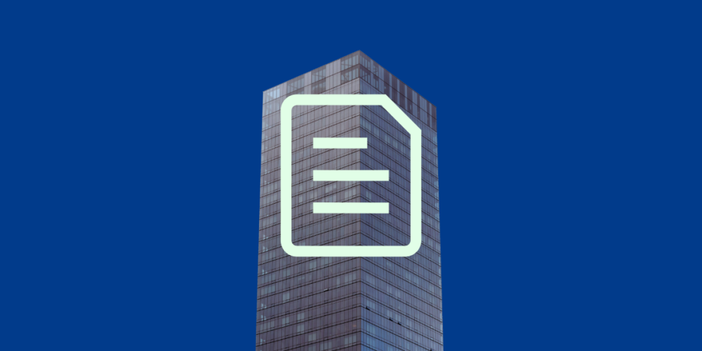 City building with a graphic overlay of a paper document, symbolizing the documentation and compliance requirements in due diligence.