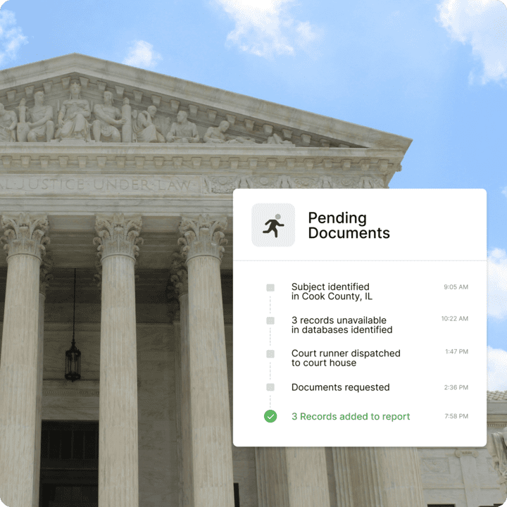 The Vcheck team expertly navigates complex legal landscapes, including court records, to retrieve critical documents for your due diligence investigations.