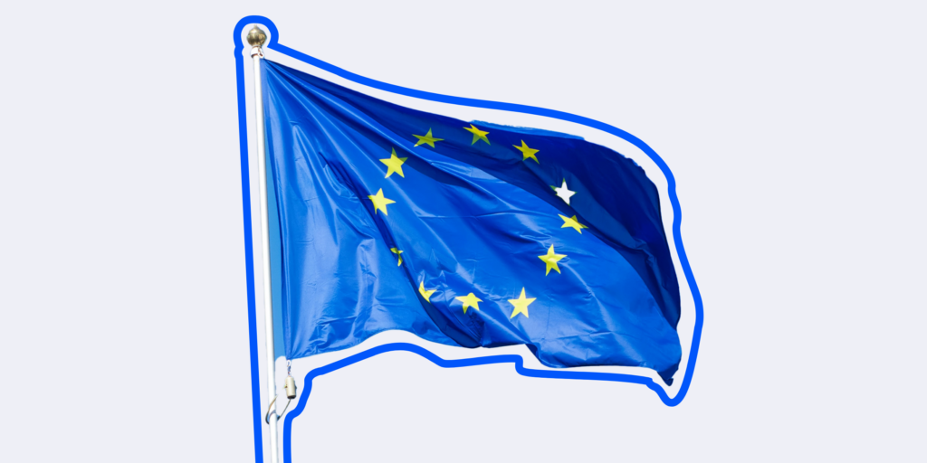 EU flag signifies how Vcheck monitoring helps firms comply with emerging DORA guidelines.