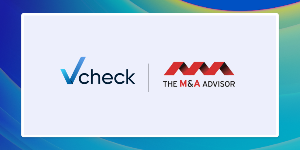 Vcheck logo and M&A advisor logo for Due Diligence firm of the year.