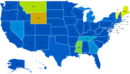 US map showing state-level record coverage